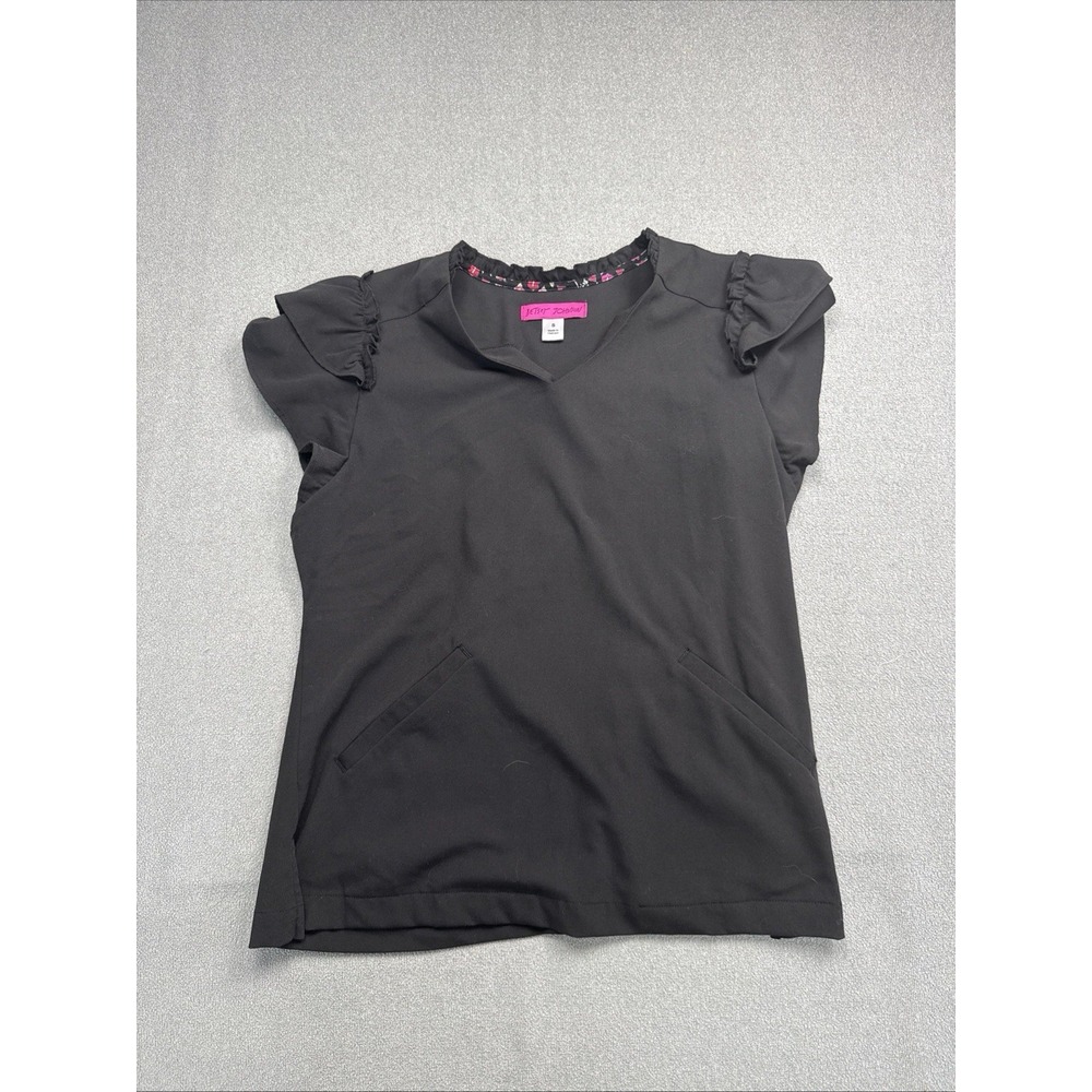 Betsey Johnson Women's Freesia Scrub Top Black Womens Small - Picture 1 of 7
